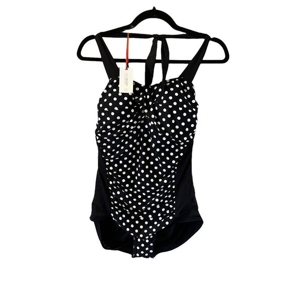 Magicsculpt Retro polkadot one piece Colorblock swimsuit NWT - Picture 2 of 6